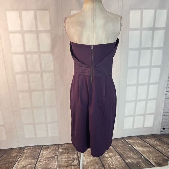 Deletta Anthropologie Purple Strapless fanned bodice cocktail Dress Size M - Picture 6 of 11